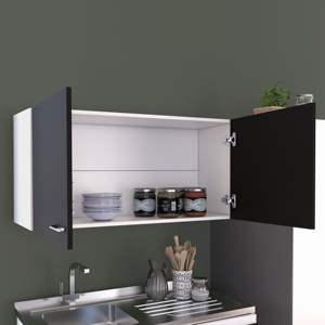 DB Napoles Double <b>Door</b> Wall Cabinet for Kitchen <b>Storage</b> Two Shelves in Black Color - Product Image 5
