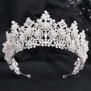 QS luxe Baroque Strass Beauté Pageant Couronnes Diadème De Mariage Pour La Mariée Cheveux Accessoires De Mariée