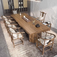 Table à thé multifonctionnelle en bois de pin massif de style chinois, sélectionnée avec soin, pour le bureau et l'hôtellerie