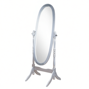 Espejo de pie estilo Queen Anne tradicional con acabado plateado y base ajustable. - Product Image 1