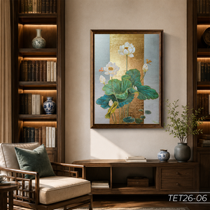 Wholesale Lotus Flower Wall Decor Gold Foil <b>Framed</b> <b>Painting</b> Luxury Home Decoration Made in Vietnam OEM ODM Model TET26-9 - Product Image 5