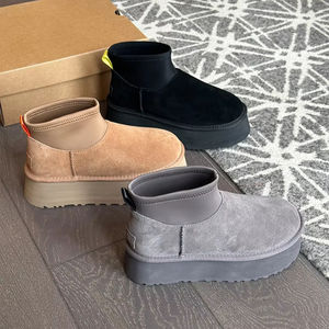 Botas Cortas de Invierno para Mujer, Tipo Lápiz, con Punta Redonda, Elásticas, Transpirables, Acolchadas y Cálidas, de Piel de Oveja, para la Nieve - Product Image 1