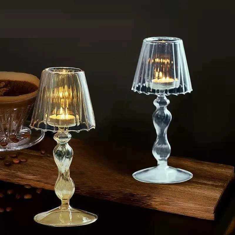 LOGO Kustom Lampu Meja Eropa Tempat Lilin Kaca Retro Lampu Minyak Kreatif