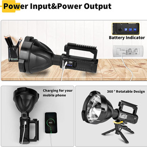 Công suất cao xách tay không thấm nước 4 chế độ cầm tay chiến thuật đèn pin tìm kiếm siêu sáng sạc LED Spotlight - Product Image 5
