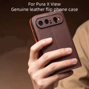 Étui de téléphone à clapet en cuir véritable HD pour Pura X View, protection intégrale antichoc, portefeuille magnétique, étui de téléphone en cuir artisanal - Product Image 5
