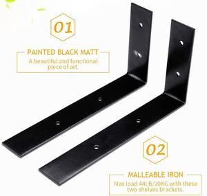 Soporte de Pared <span class=keywords><strong>para</strong></span> Estante de 8 Pulgadas, Negro, en Forma de L, Resistente, Industrial, Rústico, Decorativo, de Hierro Fundido, Acero, <span class=keywords><strong>Soportes</strong></span> Metálicos <span class=keywords><strong>para</strong></span> Estantes Flotantes - Product Image 3