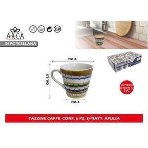 Set di 6 Tazze da Caffè in Ceramica Senza Piattino per la Tua Tazza Quotidiana di Caffè, Apulia - Product Image 1