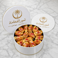 Boîte en métal ronde personnalisée de qualité alimentaire de 6 pouces pour dattes, gâteaux, biscuits, pâtisseries, confiseries, emballage en métal vide
