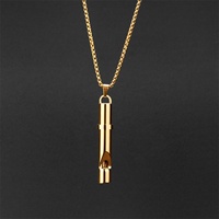 Collier pendentif sifflet anti-stress en acier inoxydable doré avec chaîne à maillons, outil de respiration
