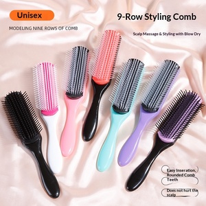Peigne de massage transparent pour hommes, à poils colorés, neuf rangées, pour <span class=keywords><strong>cheveux</strong></span> <span class=keywords><strong>bouclés</strong></span> et coiffures huileuses, idéal pour l'export. - Product Image 4