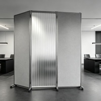 Cloison de séparation personnalisée pour bureau, entreprise, maison, écran de confidentialité mobile pliable à 4 panneaux avec roulettes