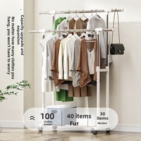 Porte-vêtements moderne mobile à double tringle en métal, télescopique et réglable en hauteur, pour intérieur et extérieur, séchoir à linge pour balcon et porte-manteau pour salon