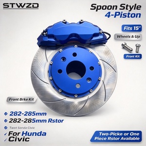 ชุดเบรก 4pot <span class=keywords><strong>Spoon</strong></span> Big Brake Kit จานเบรก 285 มม. สำหรับ Honda Accrond15 <span class=keywords><strong>ล้อ</strong></span>แม็กซ์ Cd5 Cd4 Civic Ek8 Ek3 Eg8 จานเบรกเดิม 240 มม. แบบ Small Knuckle - Product Image 1