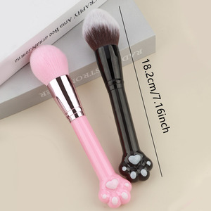 แปรงแต่งหน้ารูปอุ้งเท้าแมว สีชมพู ขนสังเคราะห์นุ่ม ด้ามยาว แปรงปัดแก้ม เครื่องมือเครื่องสำอาง - Product Image 2