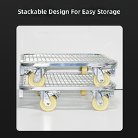 Chariot pliable en acier grillagé robuste pour entrepôt, idéal pour la manutention dans les centres de distribution