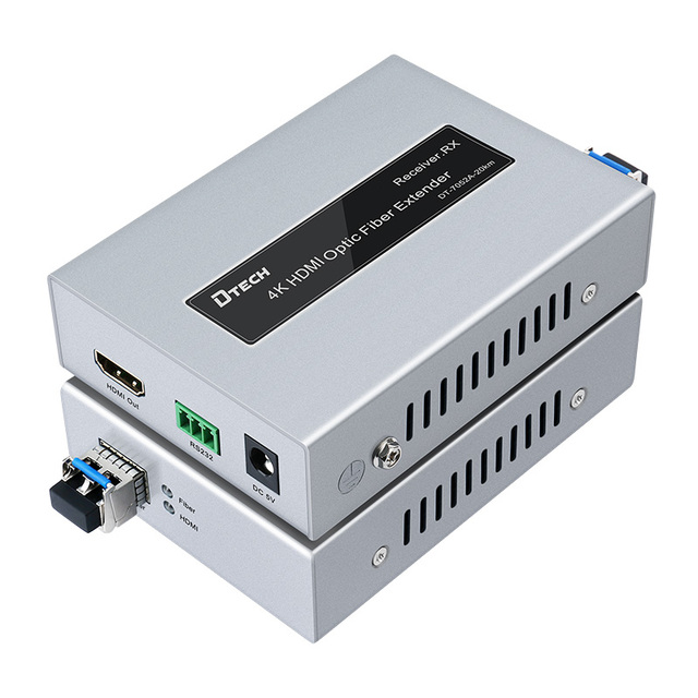 DTECH Long Distance 300m 10km 20km 40km 3840*2160 TCP IP Receiver Transmitter Fiber Optic Hdmi Extender With IR Rs232
