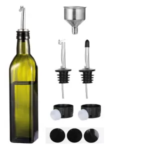 500ml Öl & Essig Cruet mit Pourers und Trichter-Olivenöl flasche für Küche und Aufbewahrung von Flüssigkeiten (grün)