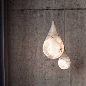 Faux Marble Pendant <b>Light</b> Resin Oval LED <b>Chandelier</b> For Restaurant Bar Hotel Bedroom - Product Image 2