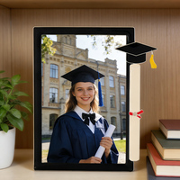 Mezuniyet Çerçevesi 4x6 Siyah Emaye Çinko Alaşımlı Resim Çerçevesi, 3D CapScroll Diploma ile, Üniversite Lisesi Mezuniyet Hediyeleri için