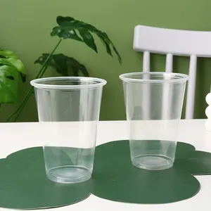 थोक प्लास्टिक जूस स्मूथी पुन: प्रयोज्य पार्टी कप लोगो कस्टम लोगो डिस्पोजेबल कप के साथ पुन: प्रयोज्य प्लास्टिक कप