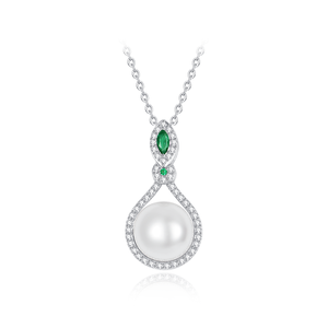 사용자 정의 고급 보석 925 스털링 실버 펜던트 목걸이 여성을위한 패션 진주 플래티넘 도금 목걸이 - Product Image 4