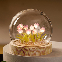 Lampe de nuit LED USB, faite à la main, moderne, en forme de tulipe, boule de verre, lampe en cristal décorative, mini 60 80 pour chambre à coucher, maison