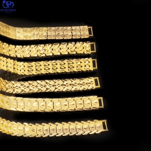 JXX Fashion Bracelet chaîne cubaine en laiton plaqué or 24 carats pour hommes et femmes, avec fermoir de montre, large, motif floral, bijoux en gros - Product Image 3