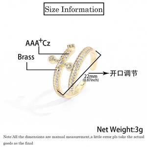 Factory Wholesale Price Fashion Cubic Zirconia Jewelry <b>Adjustable</b> Open <b>Size</b> Sword Design Gold Plated <b>Ring</b> for Men - Product Image 3