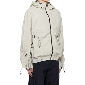 Veste coupe-vent beige personnalisée, légère, en nylon ripstop, zippée, veste utilitaire d'extérieur à capuche - Product Image 2
