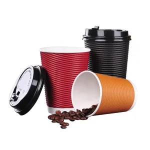 Hot Sale Disposable Biodegradable Coffee Cup With Lid Paper Cup Printer Custom Coffee Carton Glass