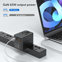 Pengisi Daya Perjalanan Universal 65W 1 USB-A 3 Tipe-C untuk Ponsel Android Soket Colokan Perjalanan AU US UK EU-Afrika Selatan