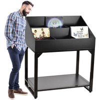 Présentoir de sol en métal et MDF pour disques vinyles LP, avec 6 compartiments de rangement, pour 360 LPs