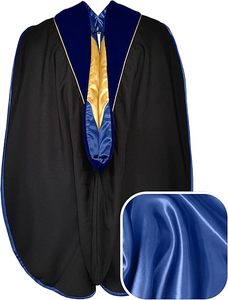 Ensemble de toge de doctorat unisexe avec capuche en velours doux et passepoil doré 100 % polyester – Tenue académique universitaire confortable pour l'école - Product Image 3