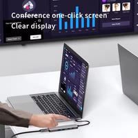 9 in 1 Multifungsi USB 3.0 Hub Docking Station 4K 30Hz untuk Port HDMI TF/SD PD100W USB/Type C 3.0 Adapter USB C Hub untuk Laptop