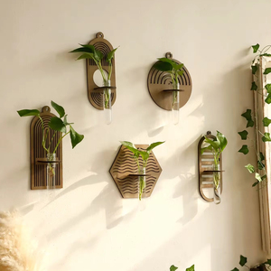 Vaso <span class=keywords><strong>da</strong></span> Parete in Legno, <span class=keywords><strong>Vasi</strong></span> Idroponici <span class=keywords><strong>da</strong></span> Appendere, Decorazione Artistica con Piante Verdi e <span class=keywords><strong>Fiori</strong></span>, Vaso in Vetro per Propagazione e Terrario - Product Image 1