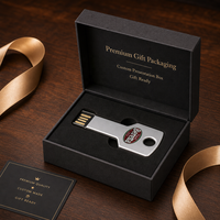 Clé USB 2.0 en métal personnalisée avec logo, en forme de clé, chiffrée, nouveau cadeau promotionnel d'entreprise, 8 Go/16 Go/32 Go/64 Go/128 Go