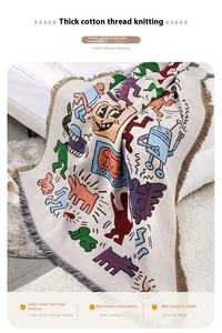 ผ้าห่มแคมป์ปิ้งลายกราฟฟิตี้เรียบง่าย สไตล์เทศกาล  ผ้าโพลีเอสเตอร์ 100% แบบควิลท์ พิมพ์ลายตามสั่ง  ที่คนดังในโลกออนไลน์ชื่นชอบ - Product Image 2