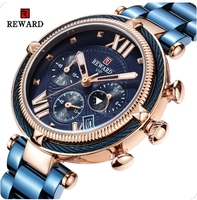 REWARD 63084 RD63084L Damen Quarzuhr Neues Design Edelstahl Leuchtend Datumsanzeige Mode Casual Armbanduhr für Mädchen
