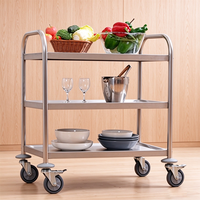 Chariot de service commercial à 3 niveaux en acier inoxydable pour hôtel, restaurant et traiteur