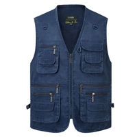 Tronyond Gilet de Chasse et Pêche d'Extérieur pour Homme, en Coton Orange Multi-Poches, Sans Manches, Respirant, pour Photographie Sportive