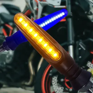 Luz LED universal para motocicletas, 12V, sinal de direção para motocicletas, piscando e fluindo, luz indicadora de água corrente externa