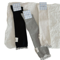 Chaussettes hautes japonaises style preppy pour femme, fines en coton, à volants et patchwork, pour le printemps et l'été