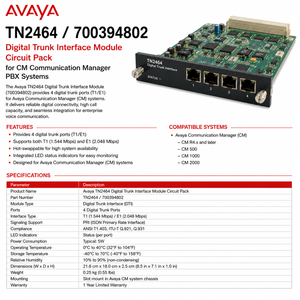 Module d'interface numérique <span class=keywords><strong>Avaya</strong></span> TN2464 700394802 pour systèmes PBX CM Communication Manager - Product Image 3