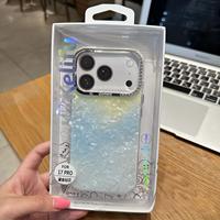 Étui de téléphone portable tendance avec boîte d'emballage diamantée dorée pour iPhone 18 17 Pro Max 16 Pro, coque antichoc en strass