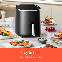 Friteuse à air numérique intelligente 1200W avec écran tactile LCD, 3,5L, sans huile, revêtement antiadhésif, amovible, manuelle, pour usage domestique (français, allemand)