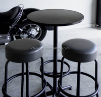 Ensemble de 3 pièces de Table de Pub, tabouret de Bar pour salle de jeux, table et chaises de pub en acier noir