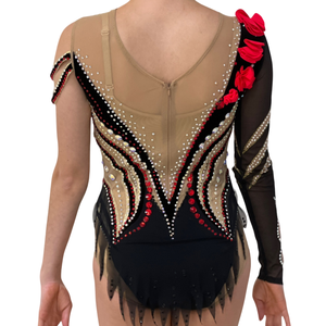 Leotardo de gimnasia rítmica con tonos rubí rojo <span class=keywords><strong>Ross</strong></span>, ropa de actuación elegante moderna en poliéster para vestido de baile de competición de escenario - Product Image 2