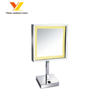 Professional LED Magnifying Make-up Mirror Dual Arm Extend Modern Square Wall Mount Chrome/Black Copper Frame 1 Hotel Villa