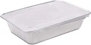 Vente en gros de papier aluminium jetable à emporter pour repas, pizza, plateau à déjeuner, conteneurs rectangulaires en papier d'aluminium pour la cuisine