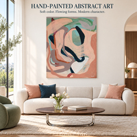 Tableau mural sur toile, décoration intérieure, peinture à l'huile abstraite, peinte à la main, pêche lavande, salon moderne